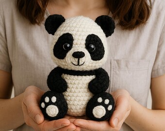 パンダの編みぐるみパターン（PDF）、初心者向け簡単ぬいぐるみの