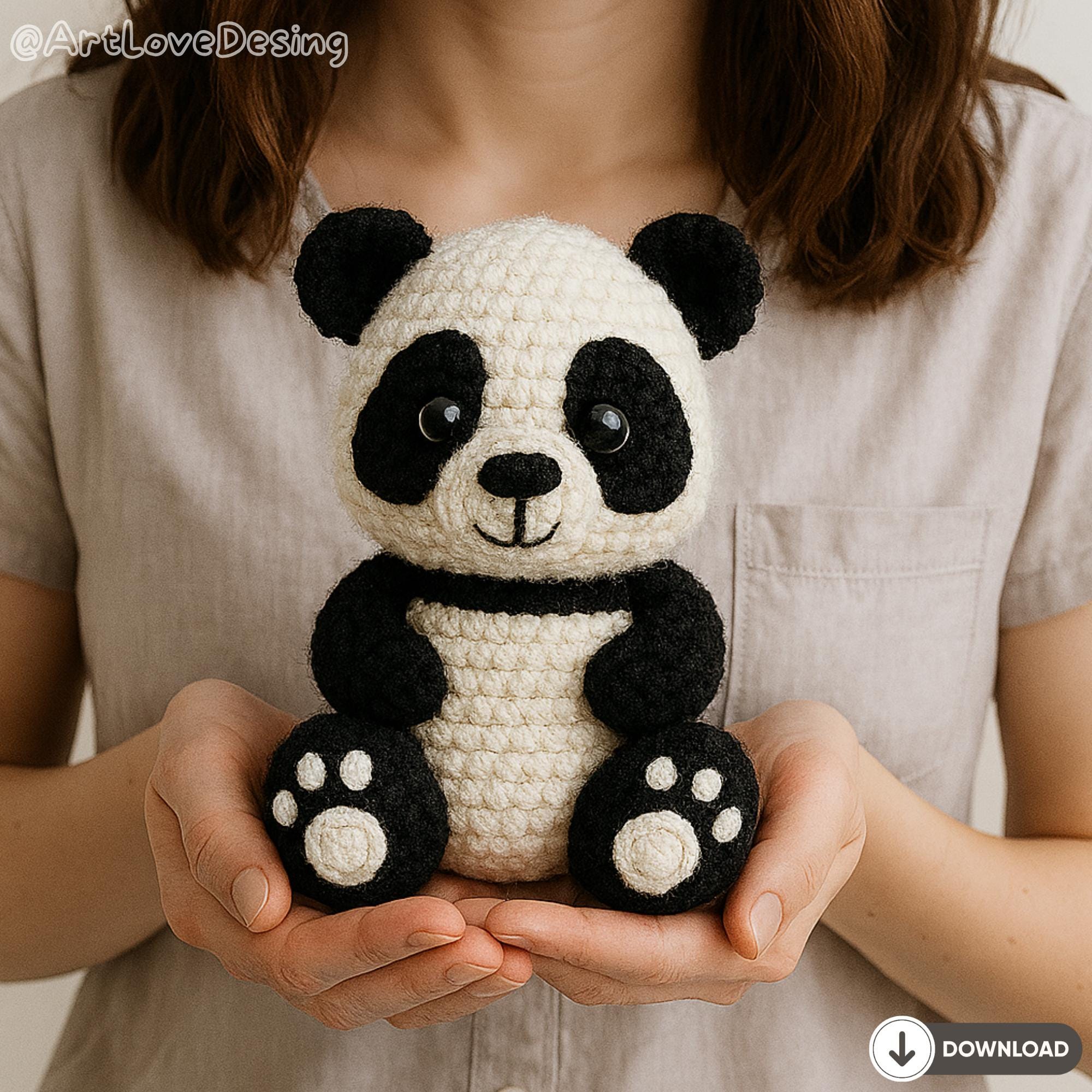 パンダの編みぐるみパターン（PDF）、初心者向け簡単ぬいぐるみの
