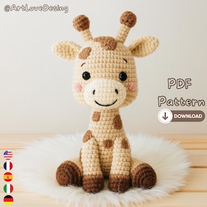 Giraffe Amigurumi Crochet Pattern PDF, Easy Beginner Friendly Toy, Cute Animal Softie, DIY Plush Doll