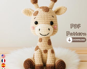 Haakpatroon giraf amigurumi pdf, eenvoudig speelgoed voor beginners, schattige dierenvriend, doe-het-zelf pluche pop