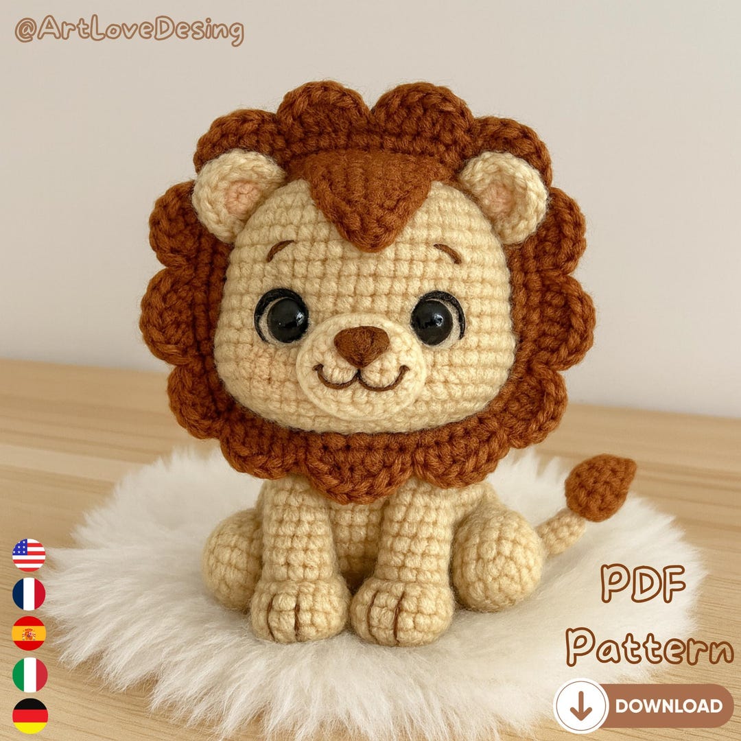 Lion Amigurumi Crochet Pattern PDF, Cute Stuffed Animal Tutorial, DIY ...