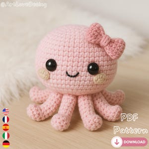 Octopus Amigurumi Crochet Pattern PDF, Cute Plushie Toy Tutorial, Beginner Friendly Stuffed Animal DIY Pattern