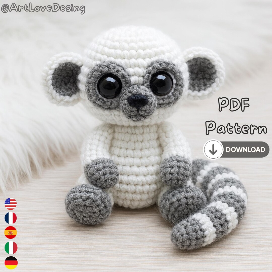 DIY Lemur Cage Design With Tubes And Ladders Reference: Lemur Amigurumi Crochet Pattern Pdf Stuffed Animal Toy DIY Tutorial
