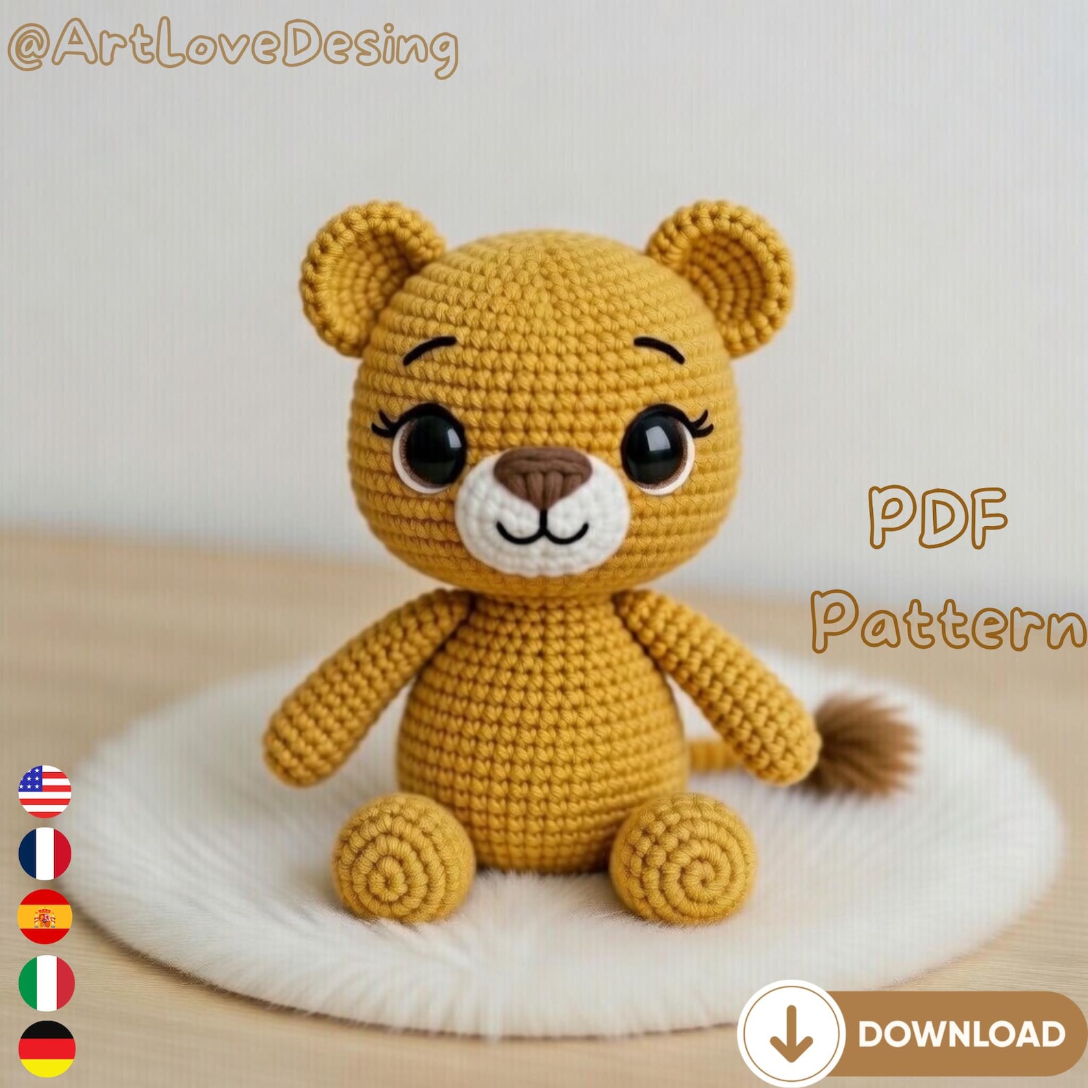 Little Lioness Amigurumi Crochet Pattern PDF – Cute Lion Plush Toy ...