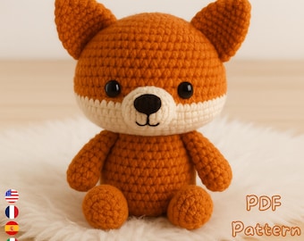 Fox Amigurumi Crochet Pattern PDF, Easy Stuffed Animal Toy Tutorial, Cute Fox Plush DIY Crochet Pattern