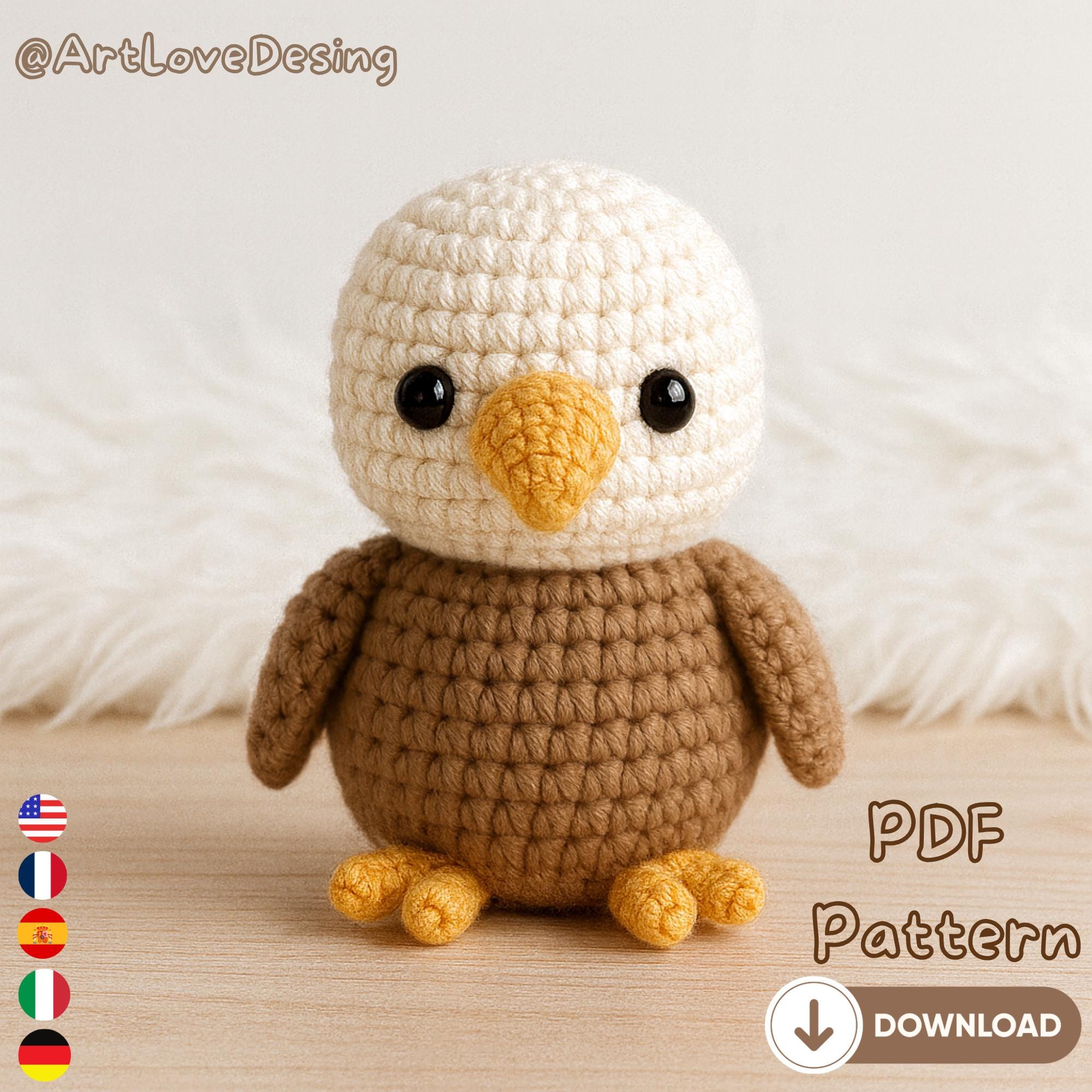 Onwomania Plüschtier Weißkopfseeadler – Kuscheltier Aus Plüsch, 19 Cm, Braun