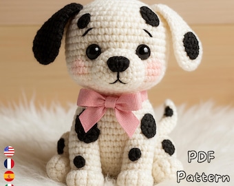 Dalmatian Dog Crochet Pattern PDF, Amigurumi Puppy Pattern, Stuffed Animal DIY, Cute Dog Amigurumi Tutorial, toy for kids, Instant Download