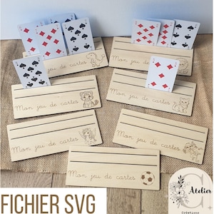 Lot de 15 SVG Porte cartes enfants - lot de support pour jeu de cartes - fichier svg - découpe gravure laser - fichier pour machine laser