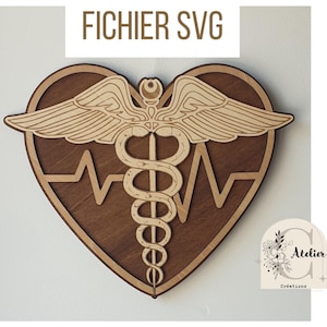 SVG Caducée médecin decor - docteur - salle d'attente - décoration murale - fichier svg - découpe gravure laser - fichier pour machine laser