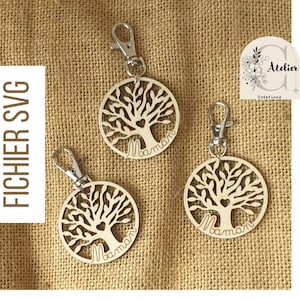 SVG Porte clés arbre de vie - fichier svg - découpe gravure laser - fichier pour machine laser - fête des mères - maman