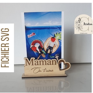 SVG Cadre photo Cadeau fête des mamans - fichier svg - découpe gravure laser - fichier pour machine laser - fête des mères-  maman on t aime