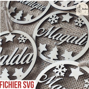 SVG ritaglio di palla di Natale stella albero - file digitale per macchina laser - incisione laser taglio - decorazione natalizia in legno personalizzata