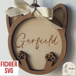 SVG Boule de Noël chat 3D - fichier numérique pour machine laser - découpe gravure laser - décoration noel personnalisée animal de compagnie