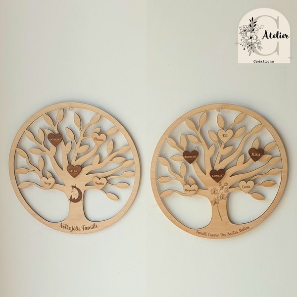 Arbre généalogique - Arbre de vie Famille - décoration murale - cadeau original personnalisé bois - création durable - fait en bourgogne