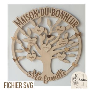 SVG Grande albero della vita famiglia - cuore - nomi - file in formato SVG - file per macchina da taglio per incisione laser - decorazione murale personalizzata