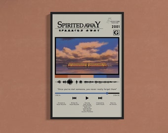 Pôster personalizado do filme Spirited Away com som exclusivo e cores modernas