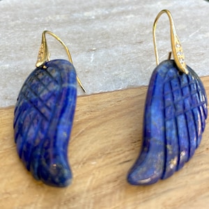 Lapis Lazuli Angel Wing Earrings: Celestial Elegance