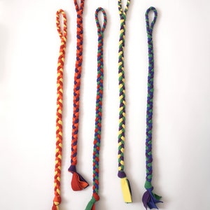 Juguete extralargo para perros con asa: forro polar trenzado hecho a mano