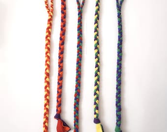 Extra Long Dog Tug Toy with Handle: Handmade plaited fleece rope