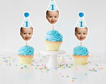 Face Cupcake Topper, Personalized Photo Party Decorations, Cupcake Topper face, Baby Face Topper, Face Toppers, Custom Photo Toppers