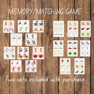 Juego educativo Montessori para niños pequeños /Juego de memoria para niños / Juego imprimible para niños/ Juego de correspondencias