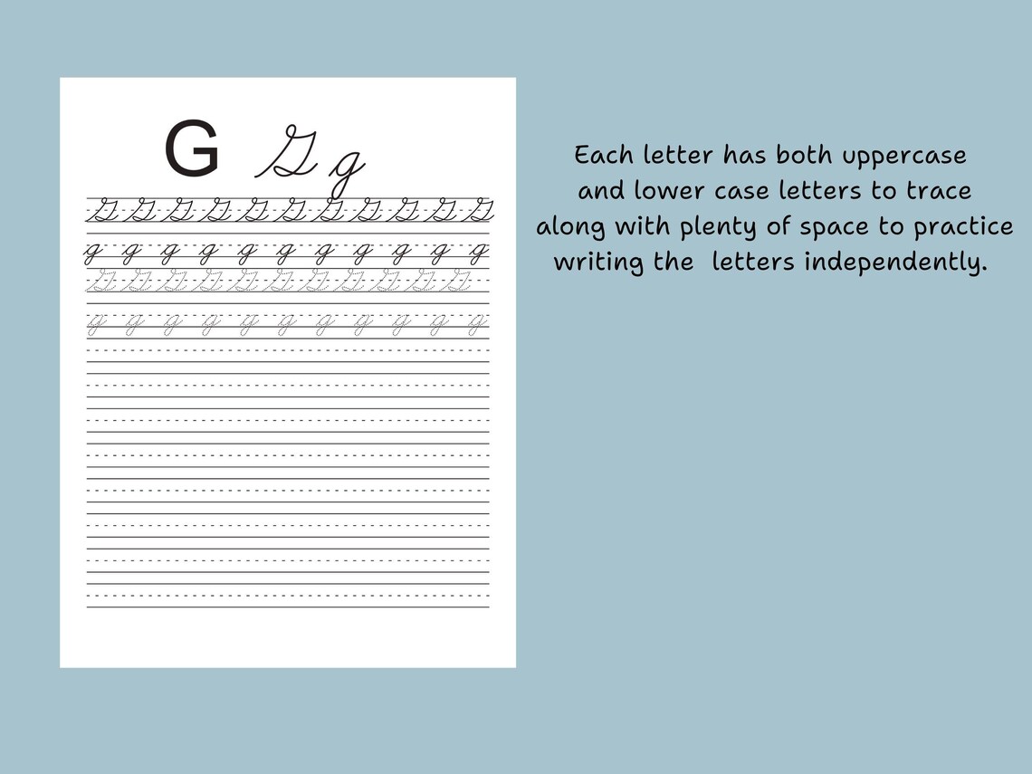 Cursive Handwriting Practice Workbook: Alphabet Calligraphy (printable ...