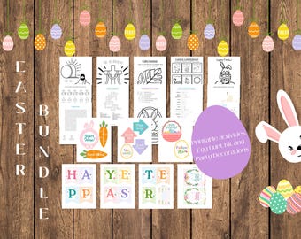 Printable Easter Activity Bundle: Egg Hunt Kit & Party Decor (23 Page)