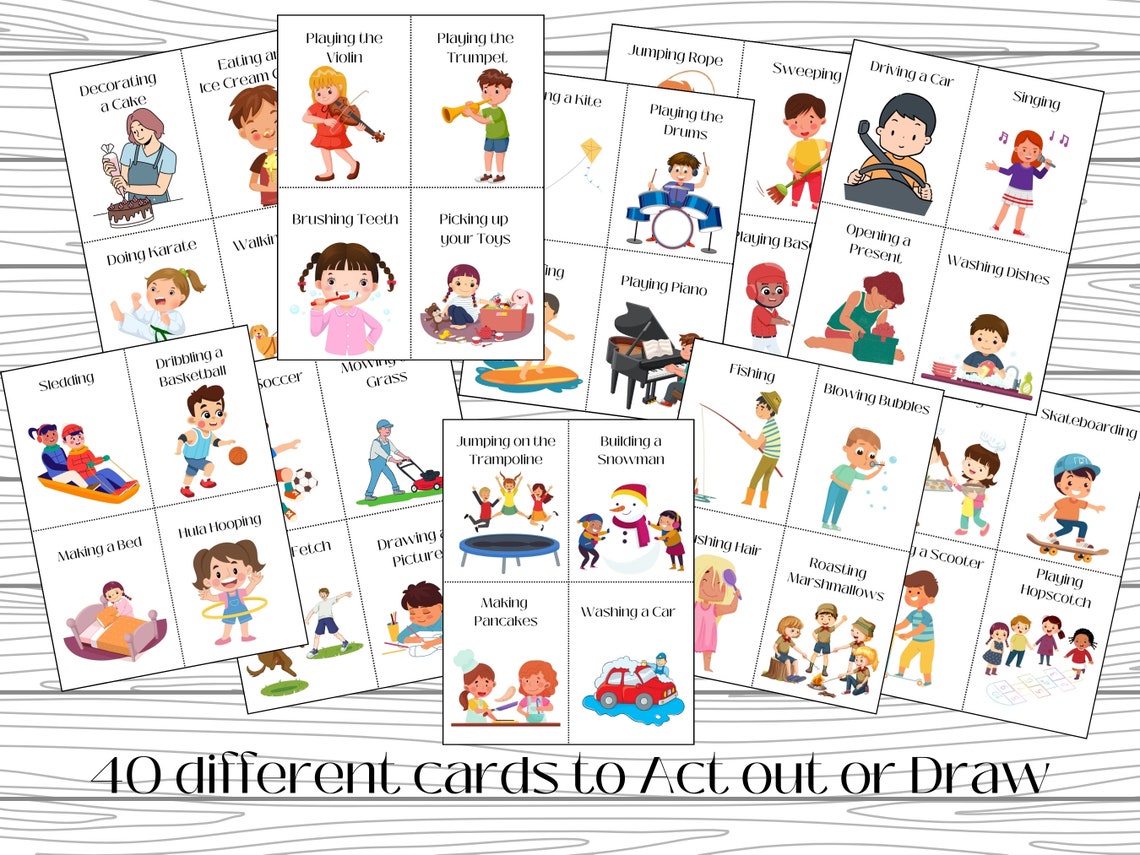 Charades Game for Kids Printable Kid-edition Charades Classroom Charades Game Birthday Party ...