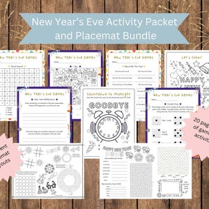 New Year&#39;s Eve Activity and Placemat Bundle (Printable)