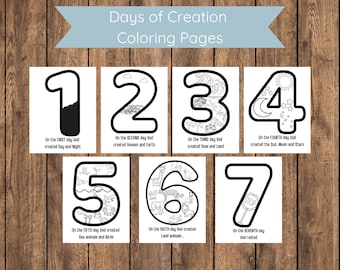 7 Days of Creation Bible Coloring Pages - Etsy