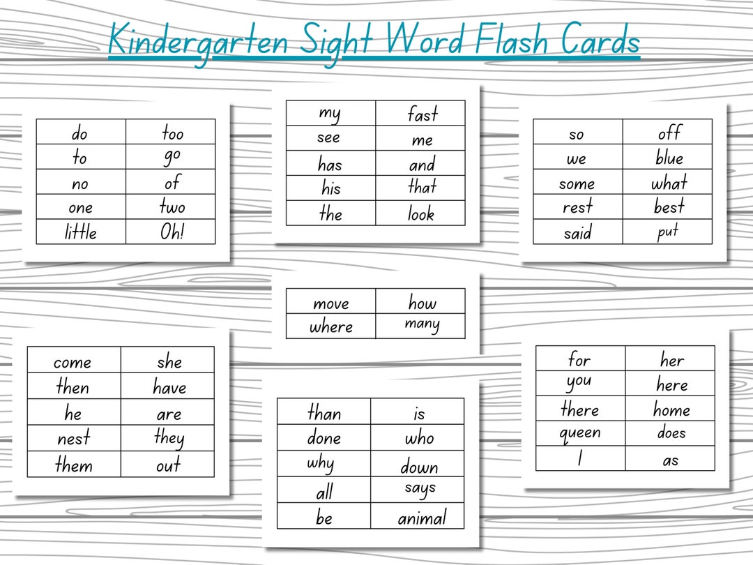 Kindergarten Sight Word Flash Cards Printable Sight Words Homeschool