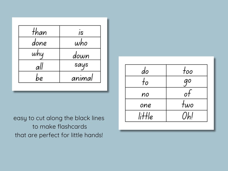 Kindergarten Sight Word Flash Cards Printable Sight Words Homeschool ...