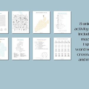 May include: Eight printable Easter activity pages, including mazes, I Spy, word search, and a crossword puzzle.