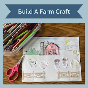 Build A Farm Craft Printable| Build A Barnyard Farm Craft| Coloring Activity Paper Animal | Kids Craft Farm Play| Printable DIY Craft