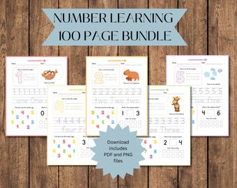 Learning Numbers Bundle| Number Learning Worksheets| Preschool and Kindergarten Morning Work | Numbers 1-100 Tracing Worksheets |