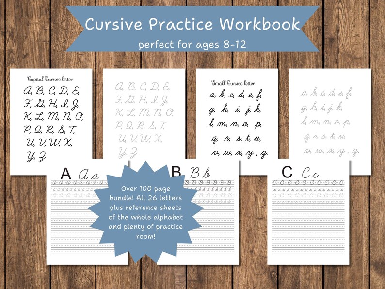 Cursive Handwriting Practice Workbook: Alphabet Calligraphy (printable ...