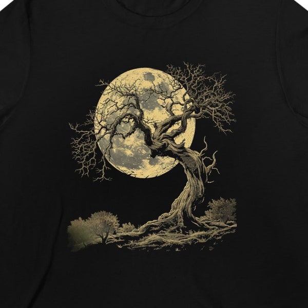 Spooky Oak Tree with Full Moon Bella+ Canvas Triblend Tee