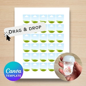 Template Party Favor Label Sanitizer Bottle Template Canva Custom Label Bottle Party Favor Sticker Sheet Personalized Labels hand sanitizer