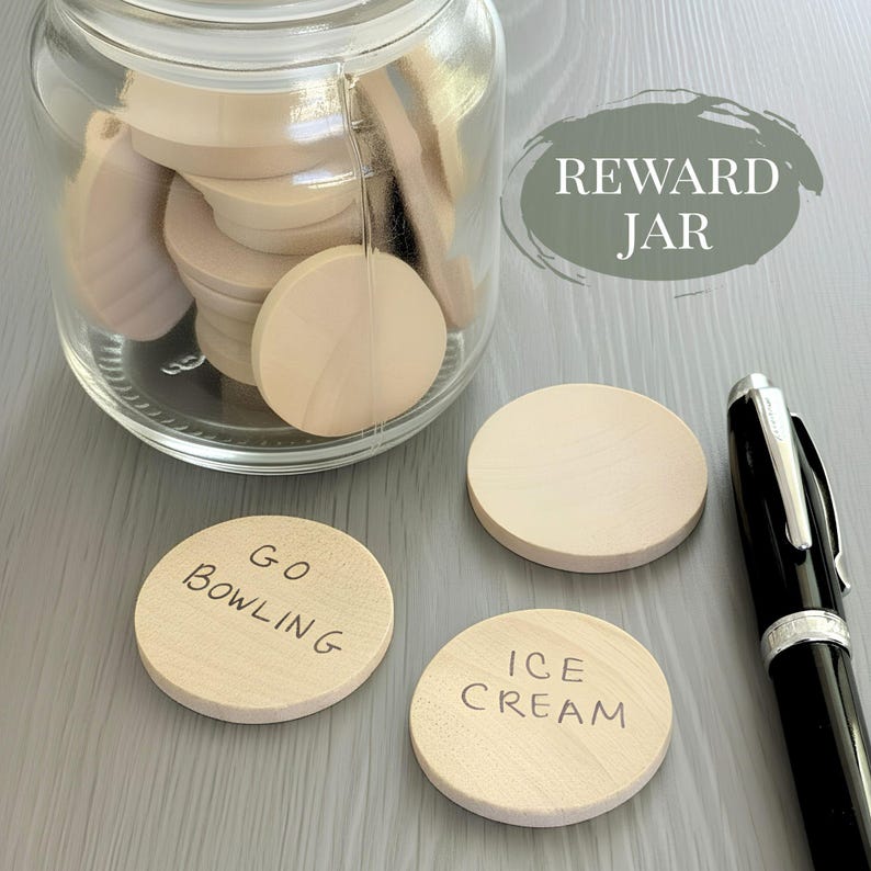 blank reward jar ideas for family bucket list wood disc round wood circle