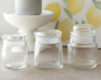 Small Glass Jar Mini Apothecary Jar Small Display Container Mini Jar for Candle 2 oz Container for Party Favor Mini Glass Jar with Glass Lid