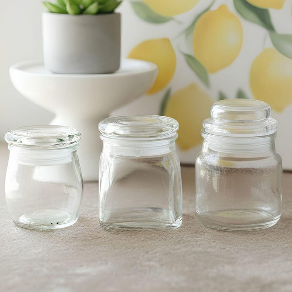 Small Glass Jar Mini Apothecary Jar Small Display Container Mini Jar for Candle 2 oz Container for Party Favor Mini Glass Jar with Glass Lid