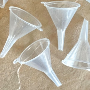 3 Small Funnels for Craft Supply Kid Montessori supply toddler sensory bin accessory water table toy rice table accessory funnel tiny bottle