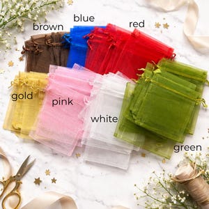 Small Gift Bag Organza Wedding Party Favor Bag White Mesh Treat Bag For Wedding Guest Gift Bag Bundle White Goodie Bag Wedding Favor Gift image 4