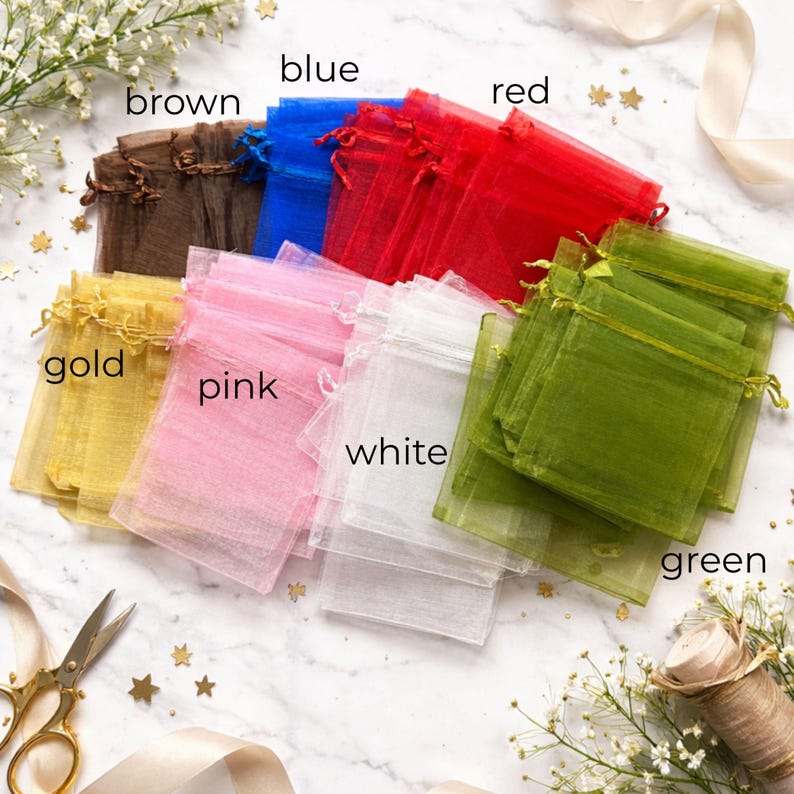 Small Gift Bag Organza Wedding Party Favor Bag White Mesh Treat Bag For Wedding Guest Gift Bag Bundle White Goodie Bag Wedding Favor Gift image 4