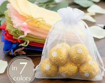 Small Gift Bag Organza Wedding Party Favor Bag White Mesh Treat Bag For Wedding Guest Gift Bag Bundle White Goodie Bag Wedding Favor Gift