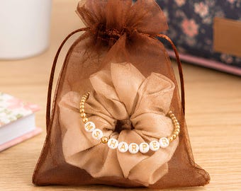 Bulk Gift Bag Sheer Drawstring Bag Brown Organza Pouch for Teacher Appreciation Small Gift Favor Organza Jewelry Bag Bundle Candy Bag Gift