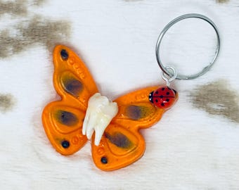 Human tooth fairy keychain, 100% real human tooth fairy keychain, unique gift, novelty gift