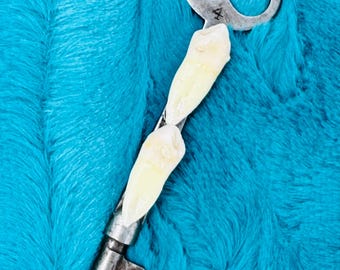 Real human tooth skeleton key charm , skeleton key necklace charm, human tooth charm, human tooth jewelry, costume jewelry