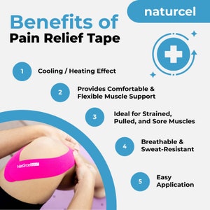 Naturcel Sport 経皮鎮痛テープ、キネシオロジーテープ、関節痛、筋肉痛、背中、膝、肘、肩の痛み、伸縮性ストリップ 2 枚 画像 9