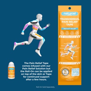 Naturcel Sport 経皮鎮痛テープ、キネシオロジーテープ、関節痛、筋肉痛、背中、膝、肘、肩の痛み、伸縮性ストリップ 2 枚 画像 4